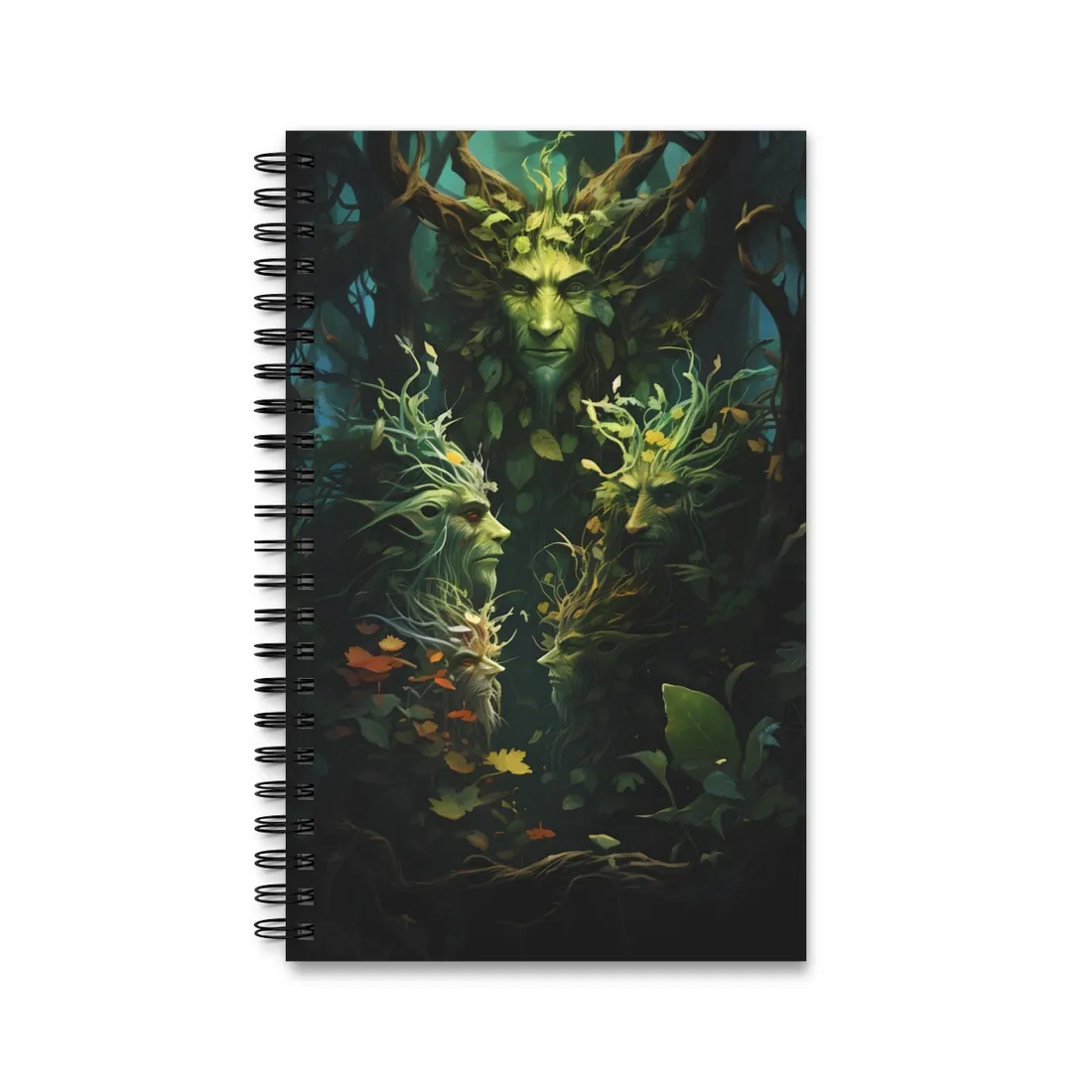 Mystical Forest Guardians: Ancient Tree Spirits in Serene Nature - Spiral Notebook