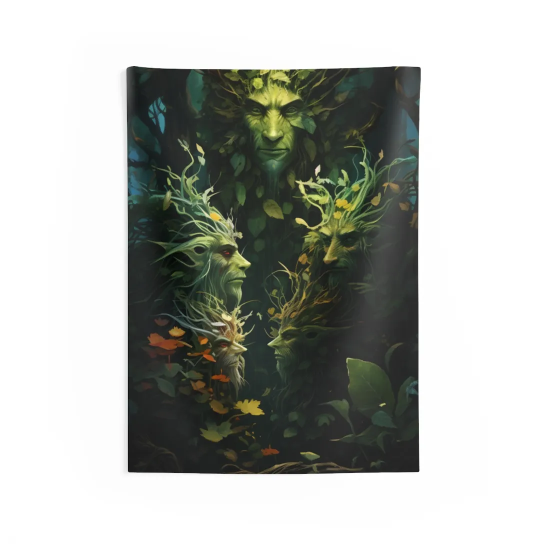 Mystical Forest Guardians: Ancient Tree Spirits in Serene Nature - Wall Tapestry