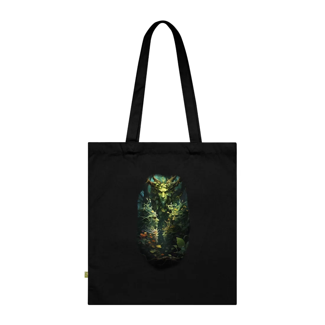 Mystical Forest Guardians: Ancient Tree Spirits in Serene Nature - Tote Bag (Black)
