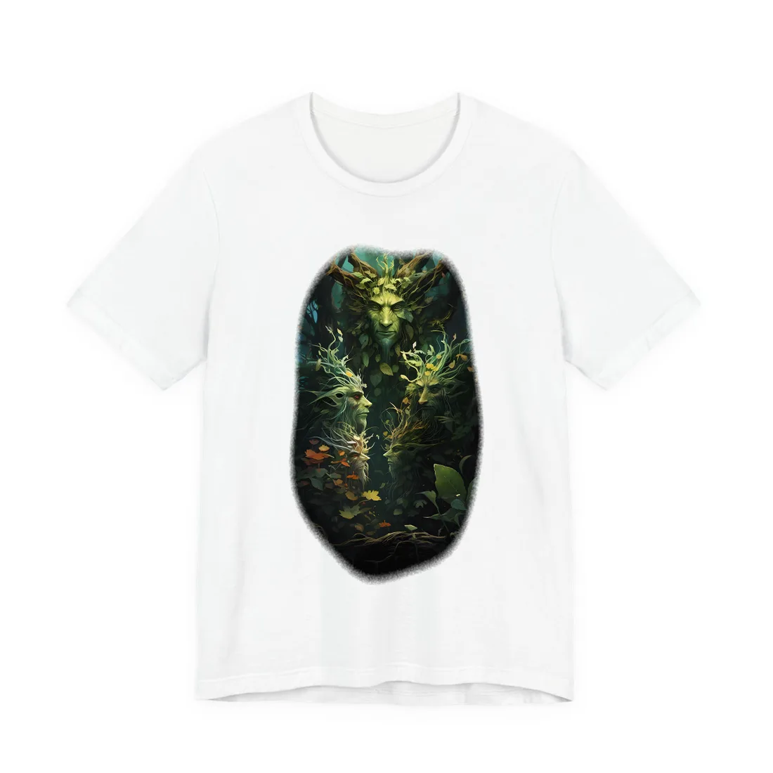 Mystical Forest Guardians: Ancient Tree Spirits in Serene Nature - T-Shirt (White)