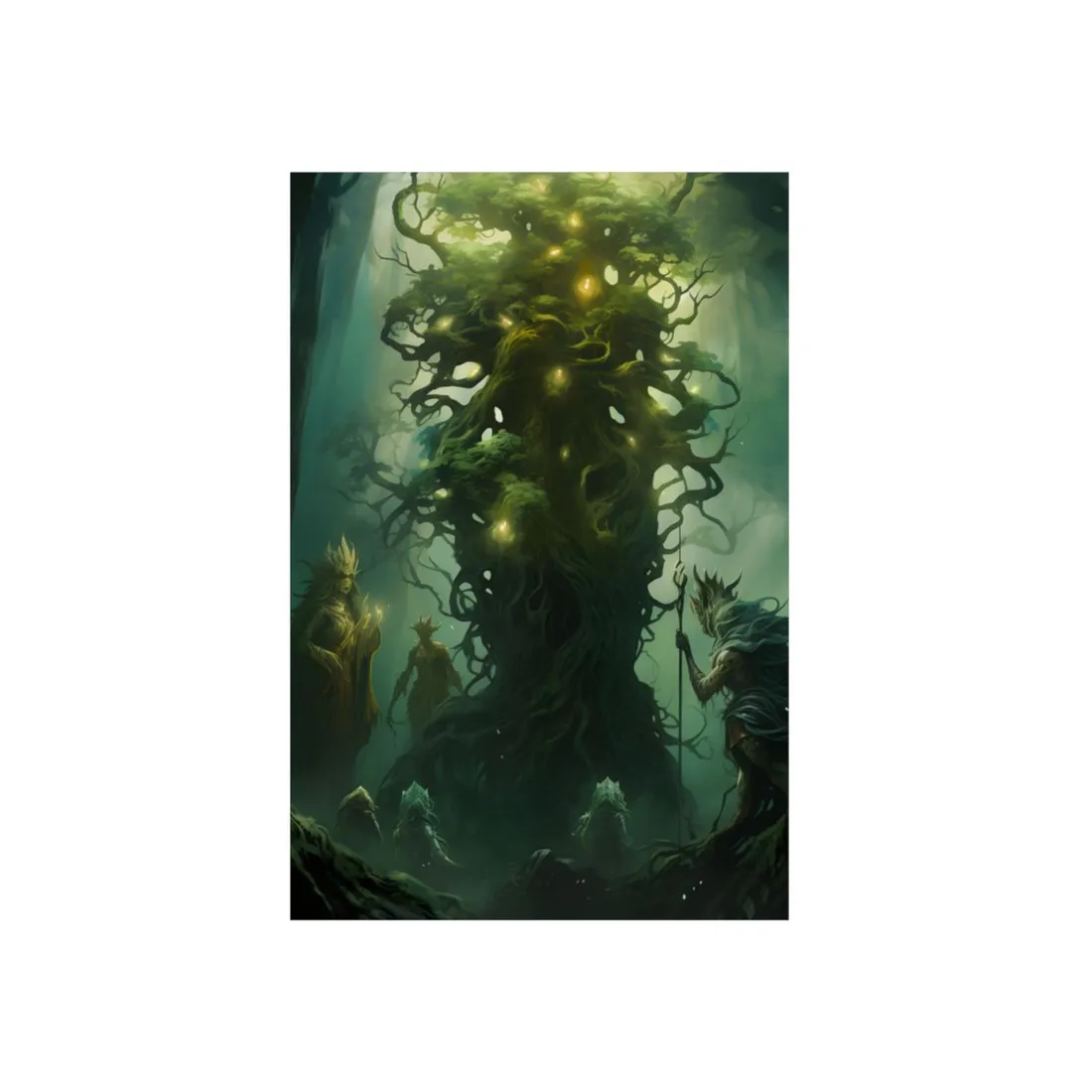 Mystical Forest Guardians: Ancient Tree Spirits - Metal Poster