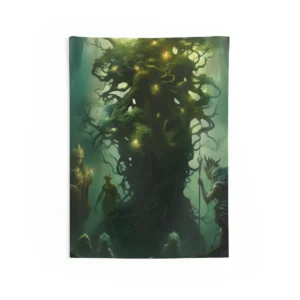 Glowing Ancient Tree in Forest Wall Tapestry
