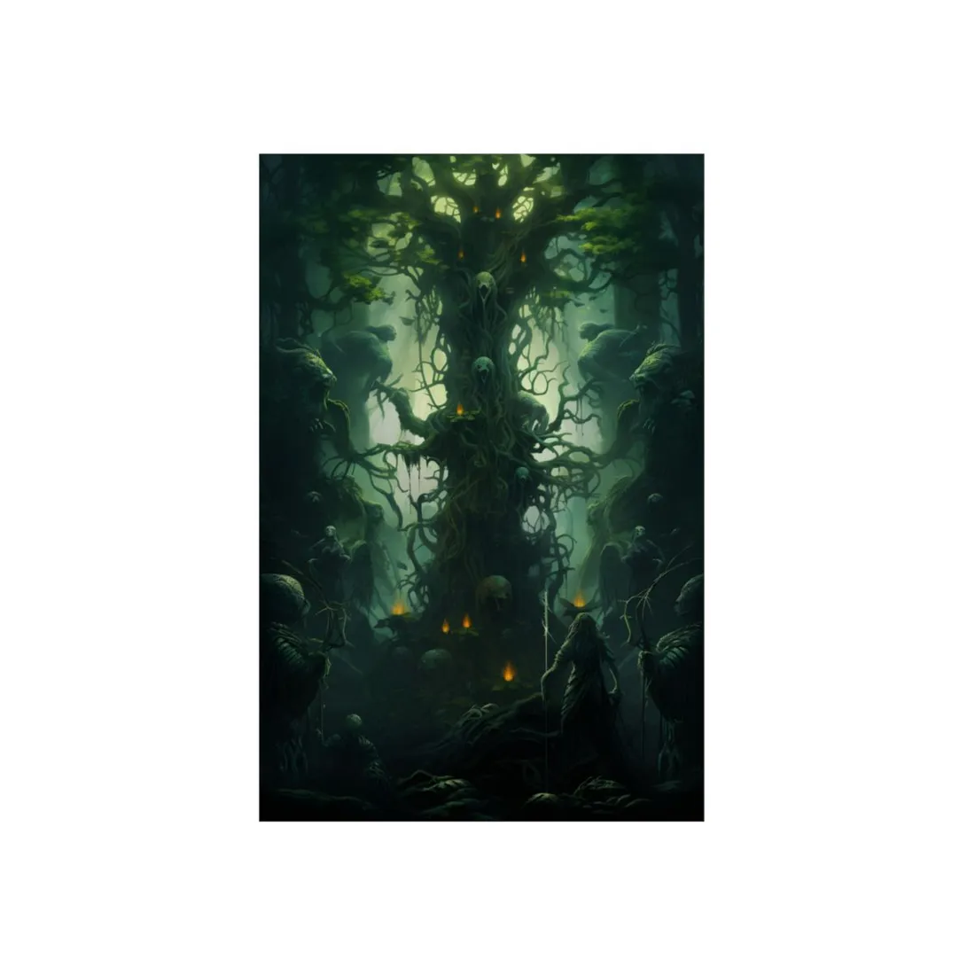 Mystical Forest Guardians: Ancient Tree Spirits Unite - Metal Poster