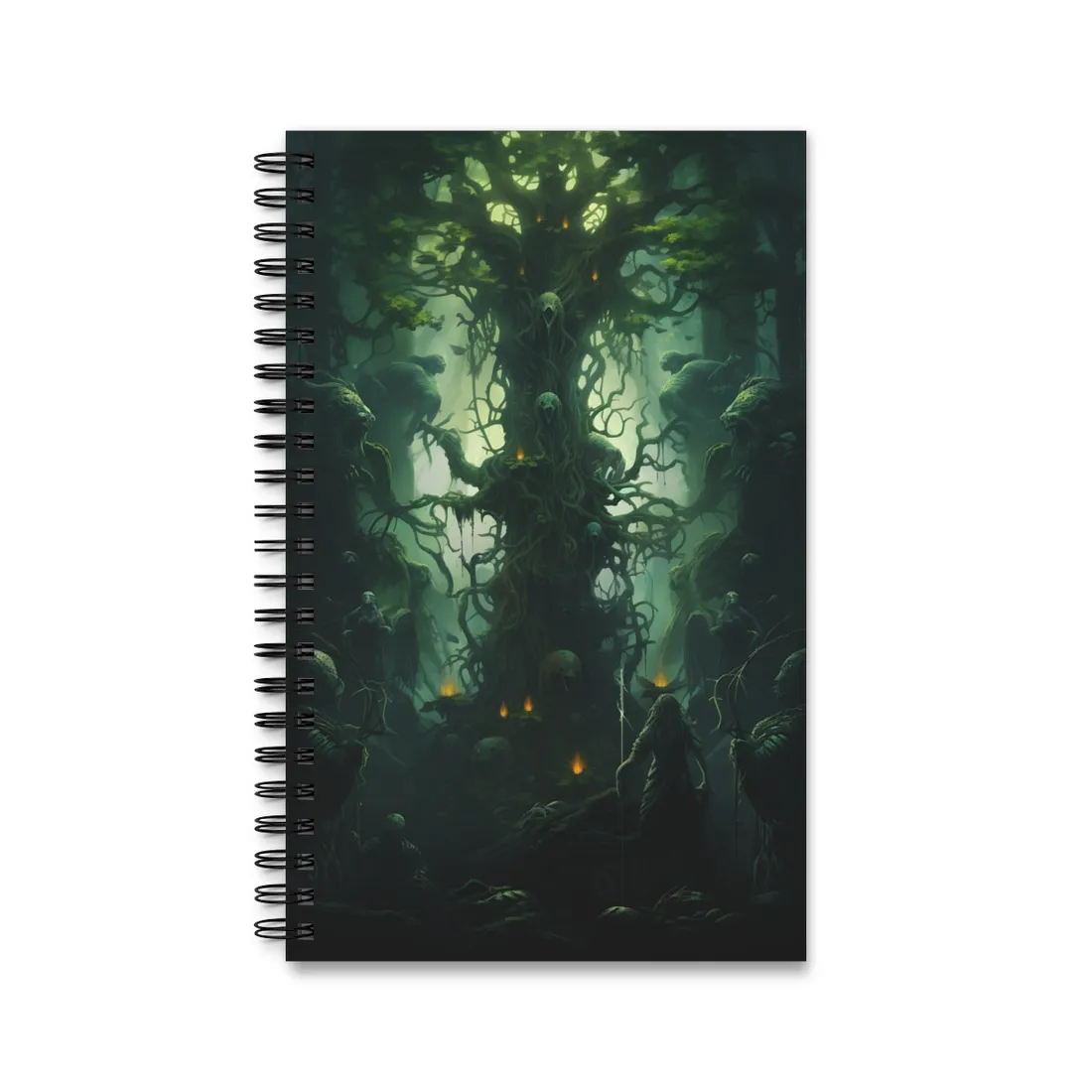Mystical Forest Guardians: Ancient Tree Spirits Unite - Spiral Notebook