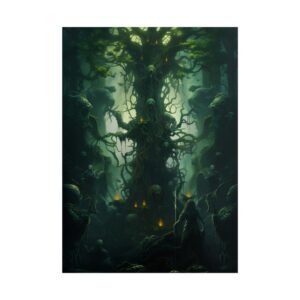 Gnarled Tree in Dark Forest Poster