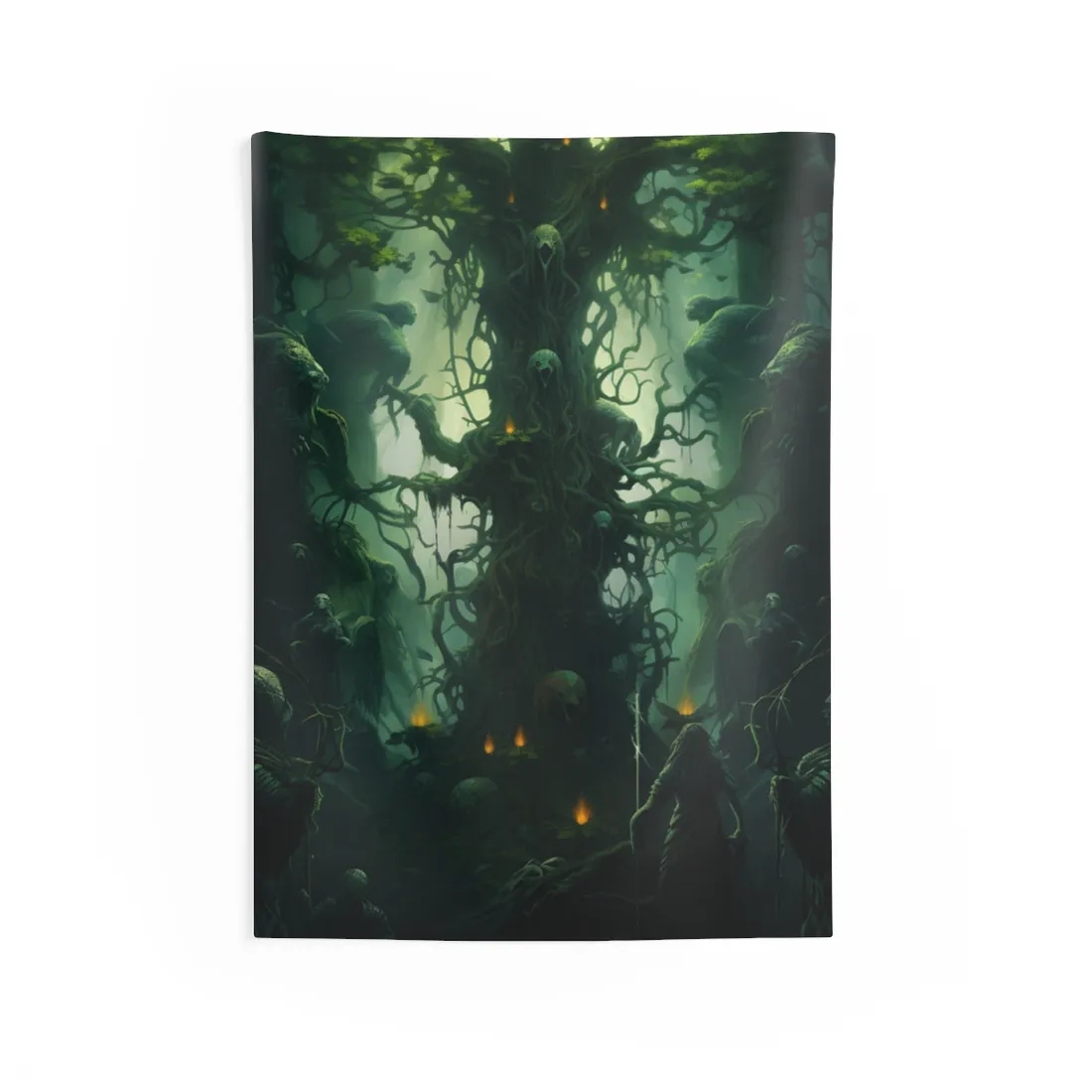 Mystical Forest Guardians: Ancient Tree Spirits Unite - Wall Tapestry