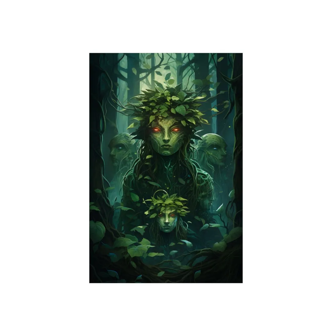 Mystical Forest Guardians: Serene Ancient Tree Spirits - Metal Poster