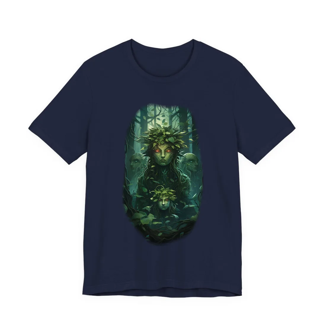 Mystical Forest Guardians: Serene Ancient Tree Spirits - T-Shirt (Navy)