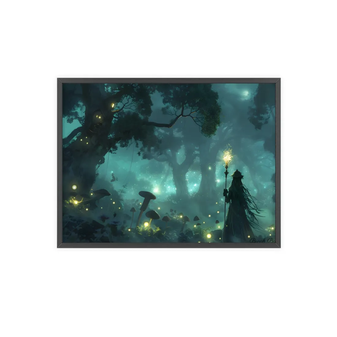 Mystical Forest Sanctuary: Ancient Secrets Revealed - Framed Poster