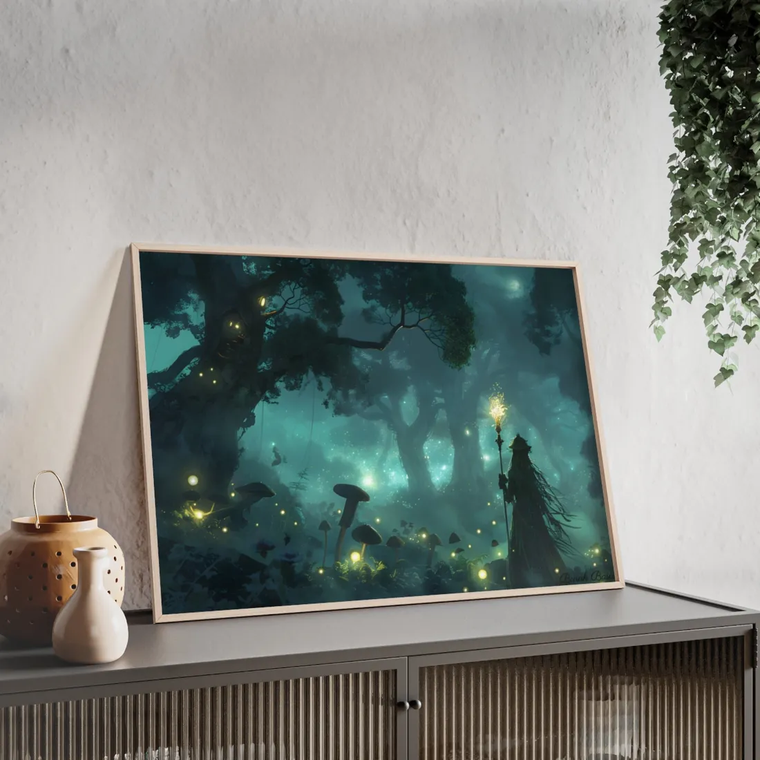 Mystical Forest Sanctuary: Ancient Secrets Revealed - Framed Poster