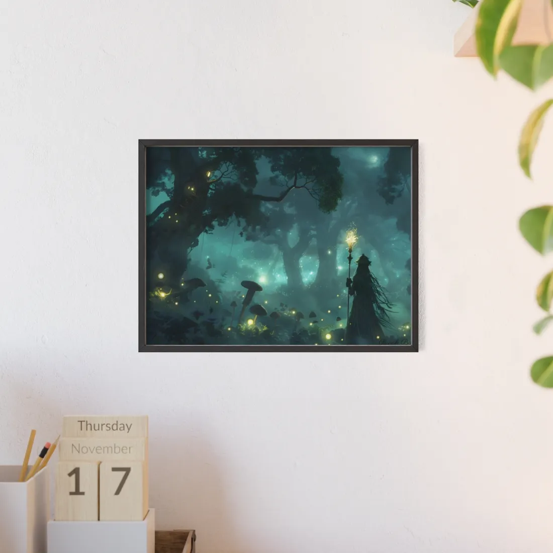 Mystical Forest Sanctuary: Ancient Secrets Revealed - Framed Poster
