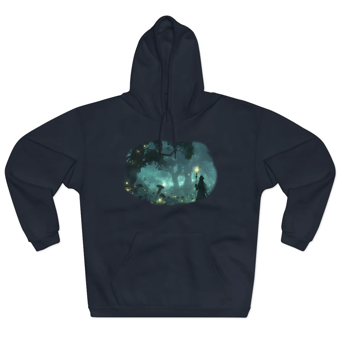 Mystical Forest Sanctuary: Ancient Secrets Revealed - Hoodie (Navy)
