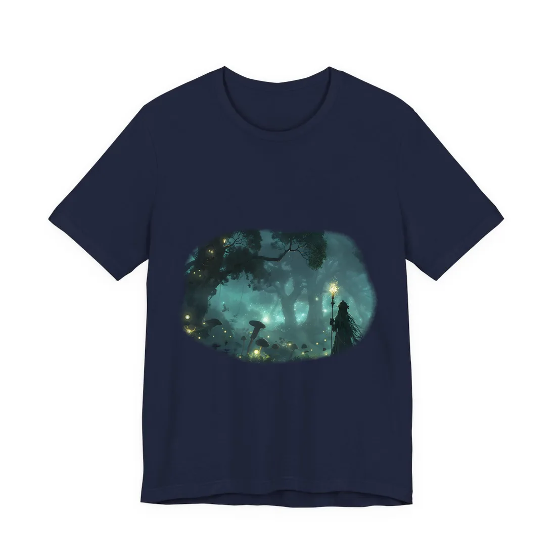 Mystical Forest Sanctuary: Ancient Secrets Revealed - T-Shirt (Navy)