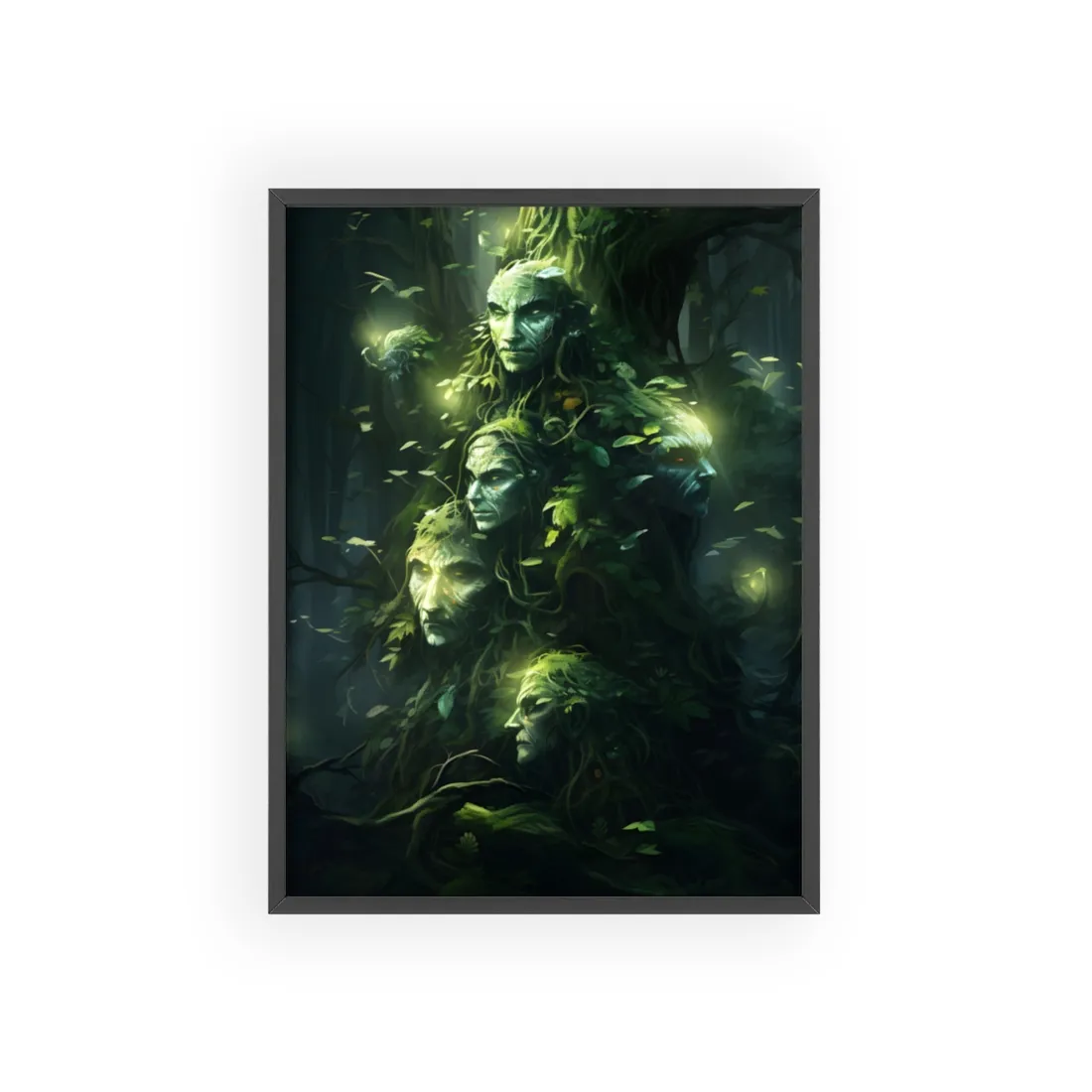 Mystical Morning Guardians: Ancient Forest Spirits - Framed Poster