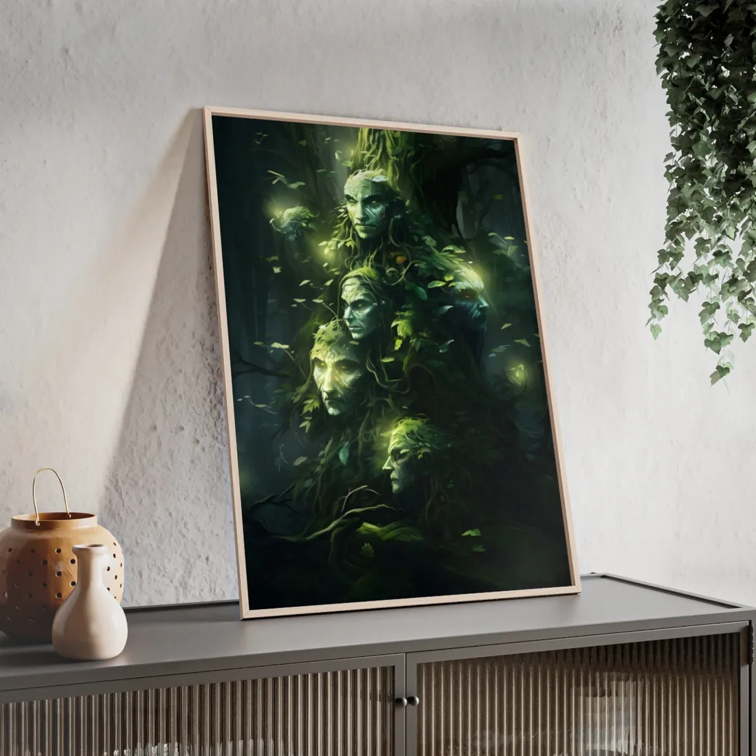 Mystical Morning Guardians: Ancient Forest Spirits - Framed Poster