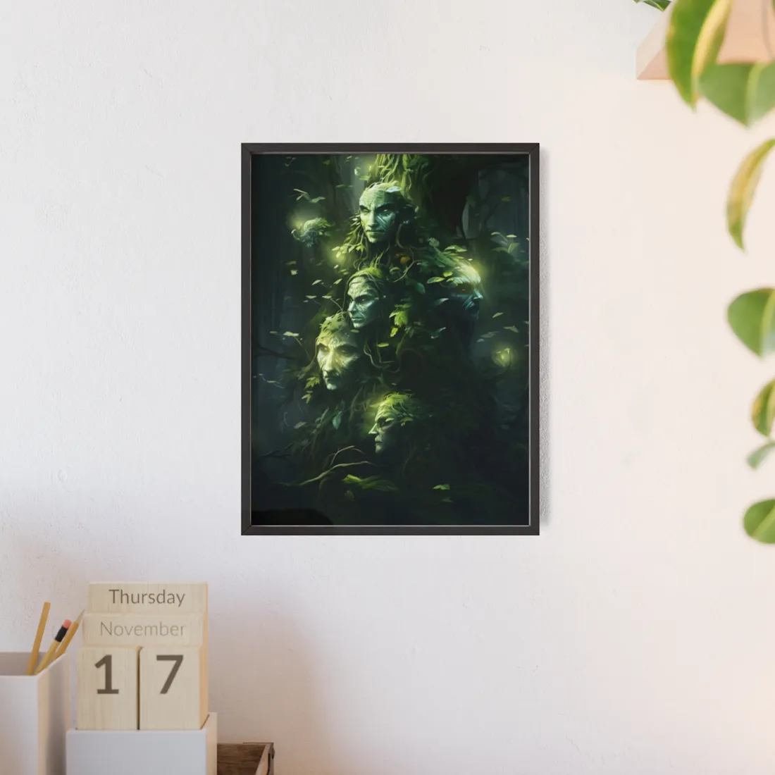 Mystical Morning Guardians: Ancient Forest Spirits - Framed Poster