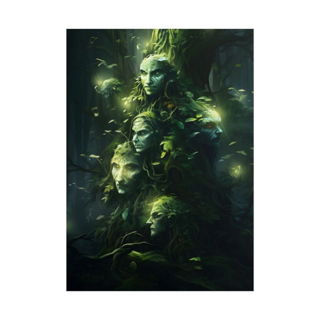 Mystical Morning Guardians: Ancient Forest Spirits - Poster