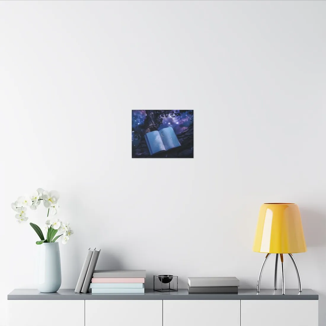 Mystical Night Sky: Celestial Dreams with Crescent Moon and Stars - Canvas