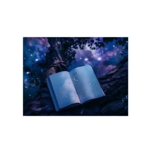 Open Book Under Starry Sky Metal Poster