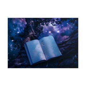 Open Book Under Starry Sky Poster