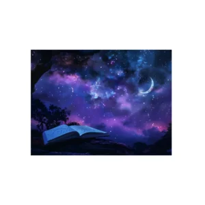 Open Book Under Night Sky Metal Poster