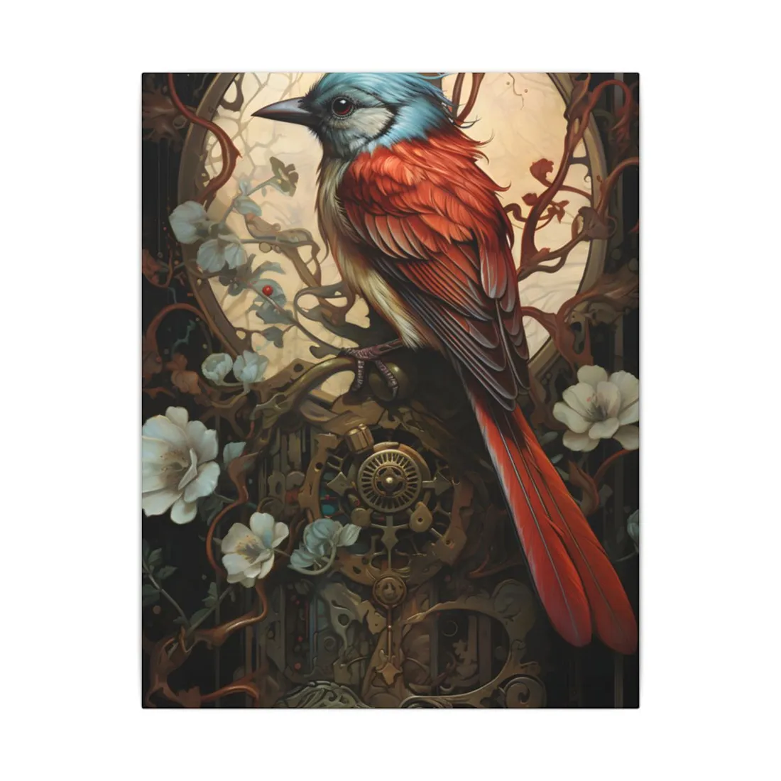 Mystical Songbird Guardian Amulet: Symbolic - Canvas