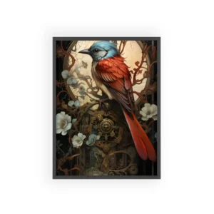 Clockwork Bird and Blossoms Framed Poster