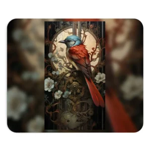 Clockwork Bird and Blossoms Mouse Pad