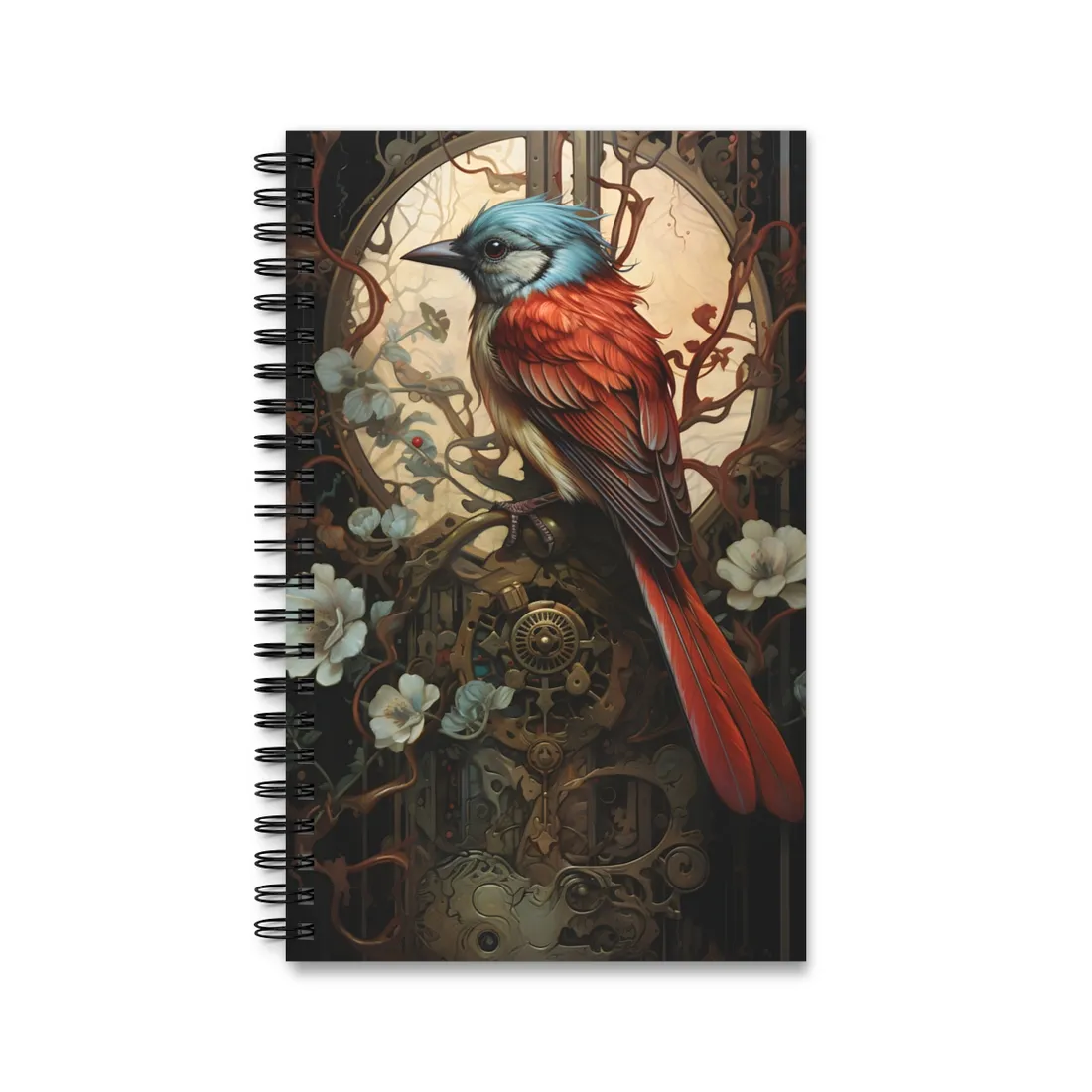 Mystical Songbird Guardian Amulet: Symbolic - Spiral Notebook