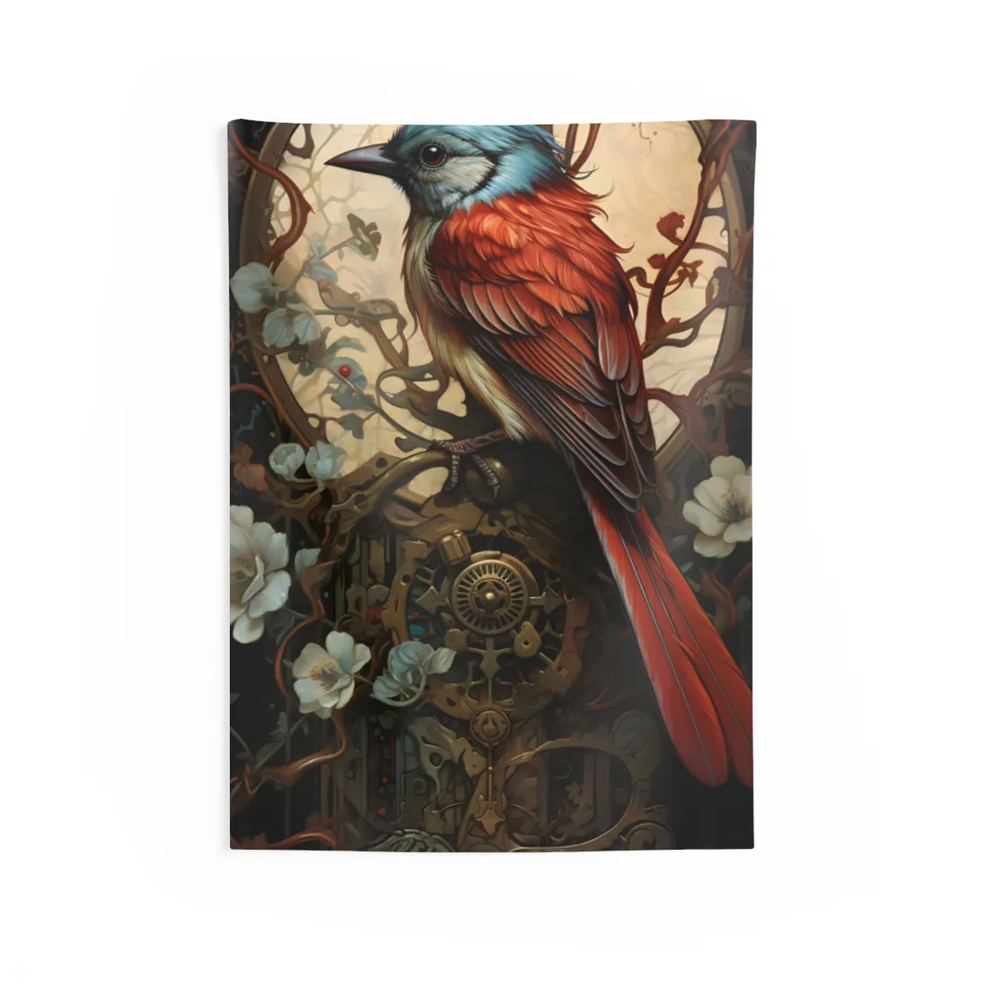 Mystical Songbird Guardian Amulet: Symbolic - Wall Tapestry