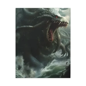 Sea Monster in Stormy Waves Canvas Print