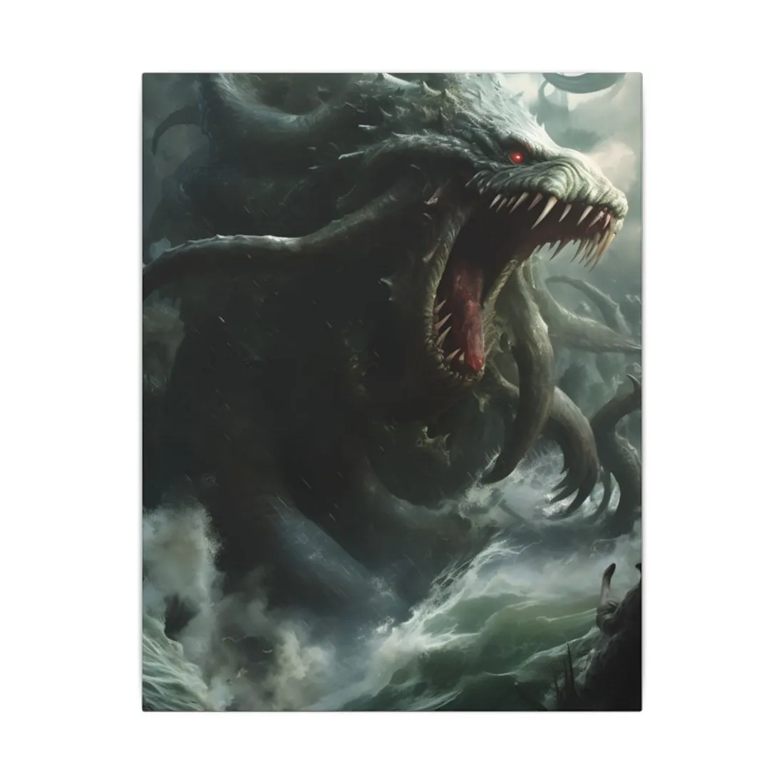 Mythic Ocean Terror: Ancient Sea Monster with Six Tentacles - Canvas