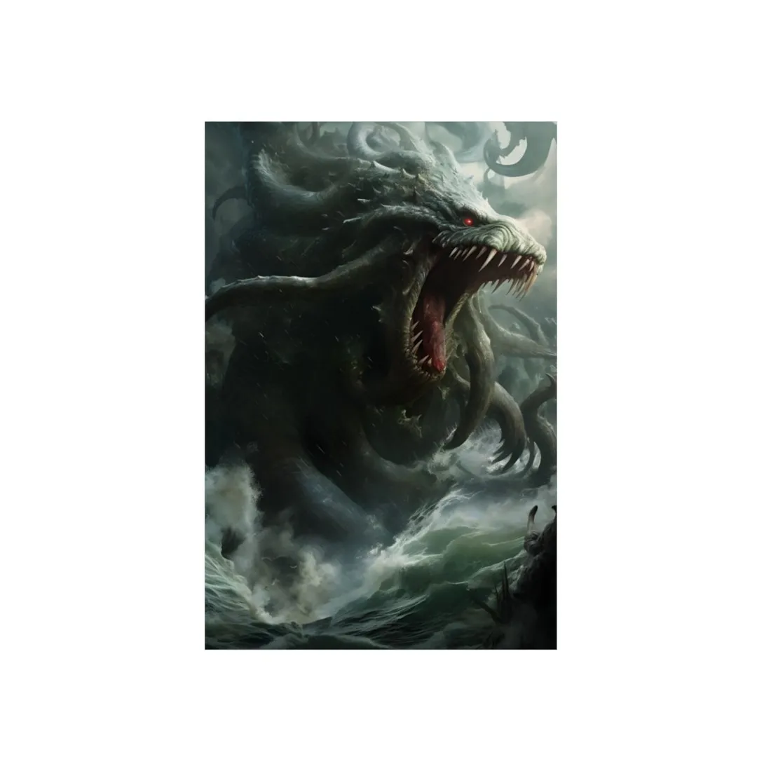 Mythic Ocean Terror: Ancient Sea Monster with Six Tentacles - Metal Poster