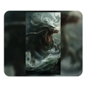 Sea Monster in Stormy Waves Mouse Pad