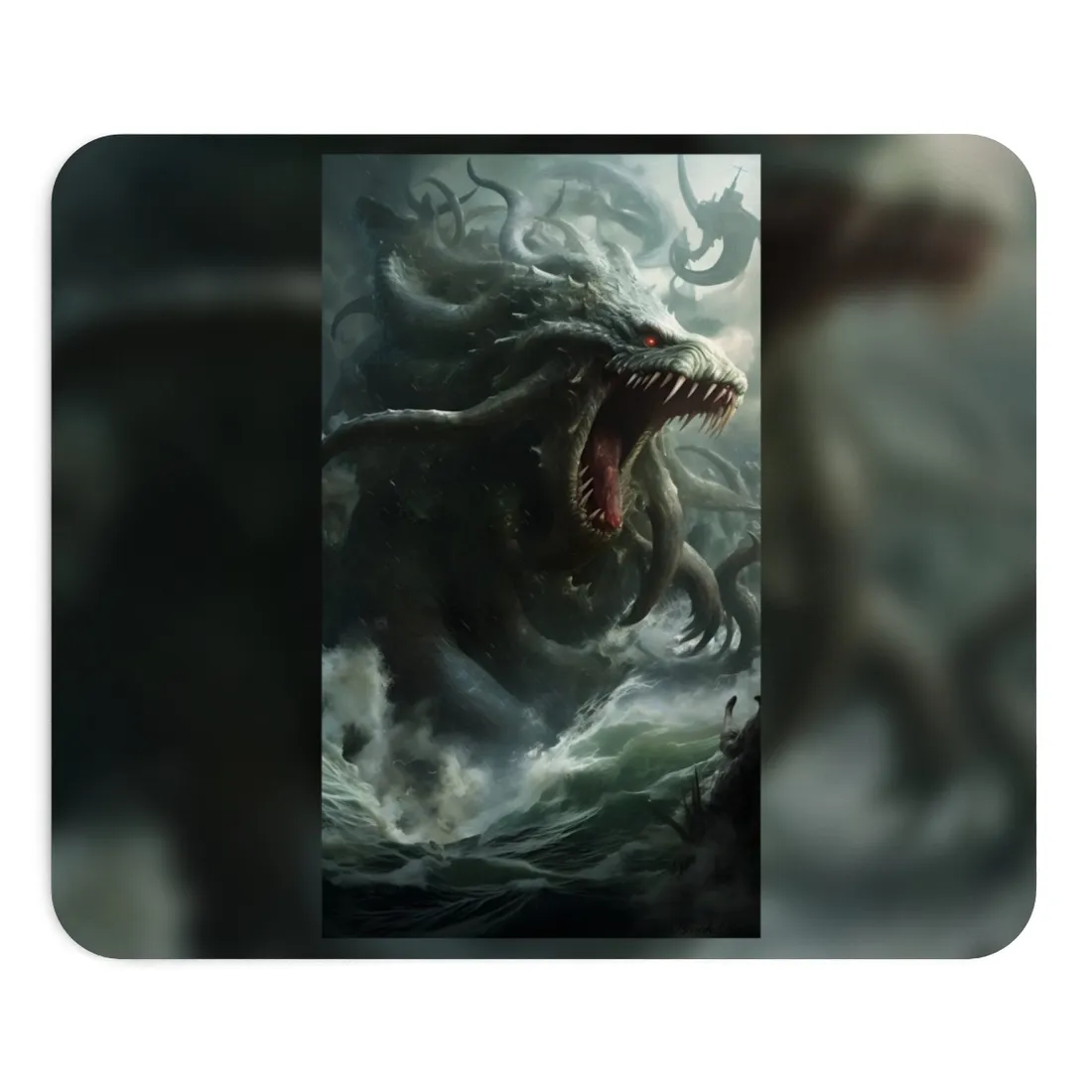 Mythic Ocean Terror: Ancient Sea Monster with Six Tentacles - Mouse Pad