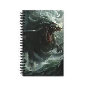 Sea Monster in Stormy Waves Spiral Notebook