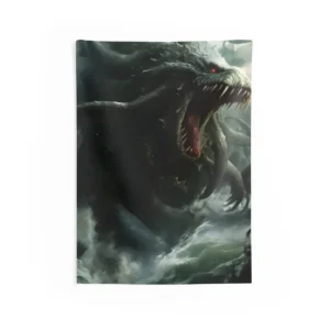 Sea Monster in Stormy Waves Wall Tapestry