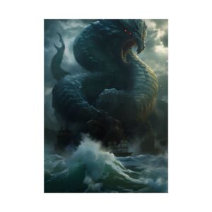 Sea Serpent over Stormy Waves Poster