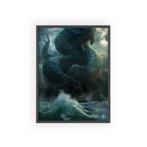 Sea Serpent over Stormy Waves Framed Poster