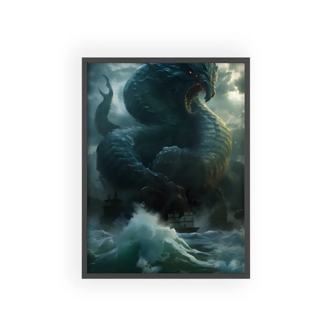 Mythic Sea Monster: Dark Ocean - Framed Poster