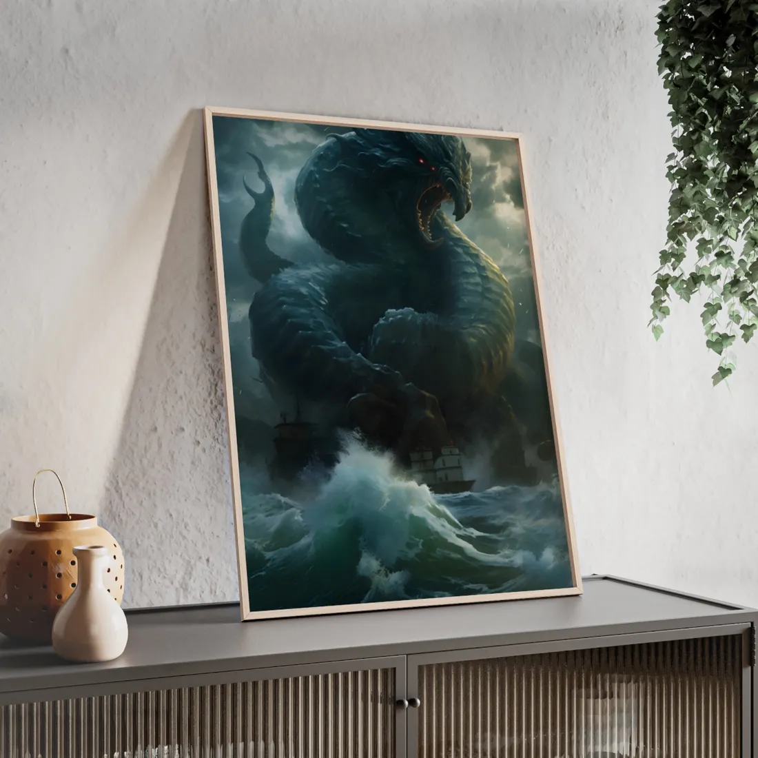 Mythic Sea Monster: Dark Ocean - Framed Poster