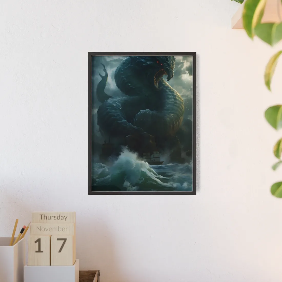 Mythic Sea Monster: Dark Ocean - Framed Poster