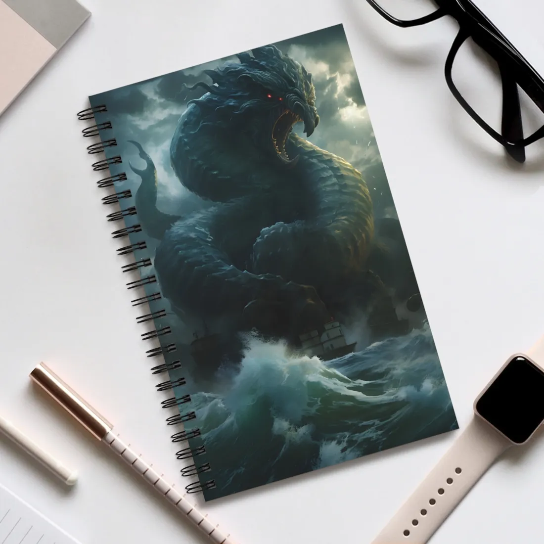 Mythic Sea Monster: Dark Ocean - Spiral Notebook