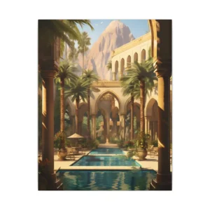 Arched Courtyard Oasis Canvas Print