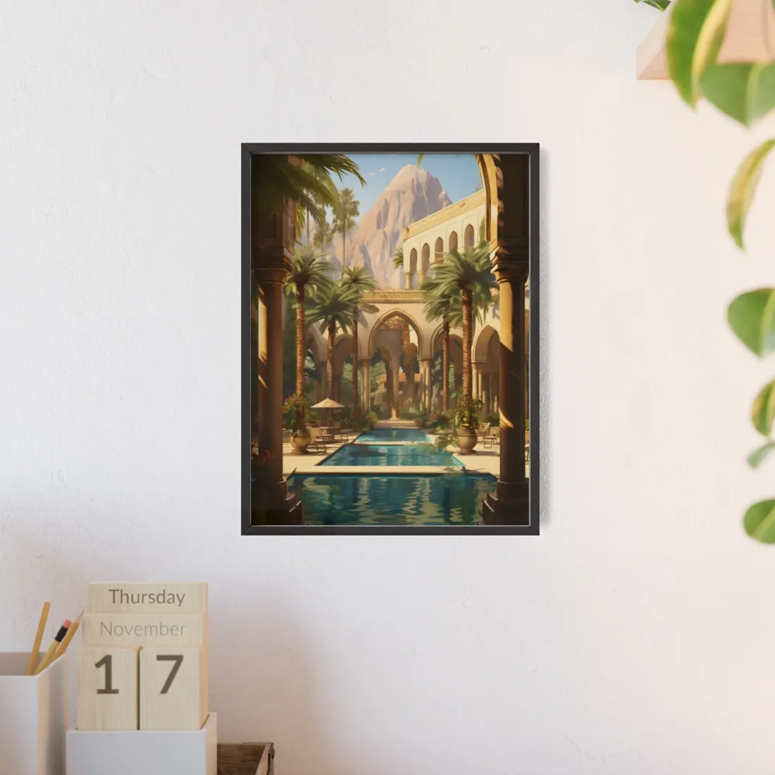 Mythical Desert Oasis: Arabian Nights-Inspired Art - Framed Poster