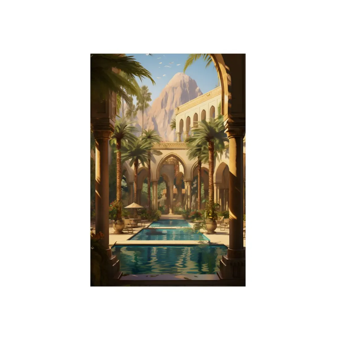 Mythical Desert Oasis: Arabian Nights-Inspired Art - Metal Poster