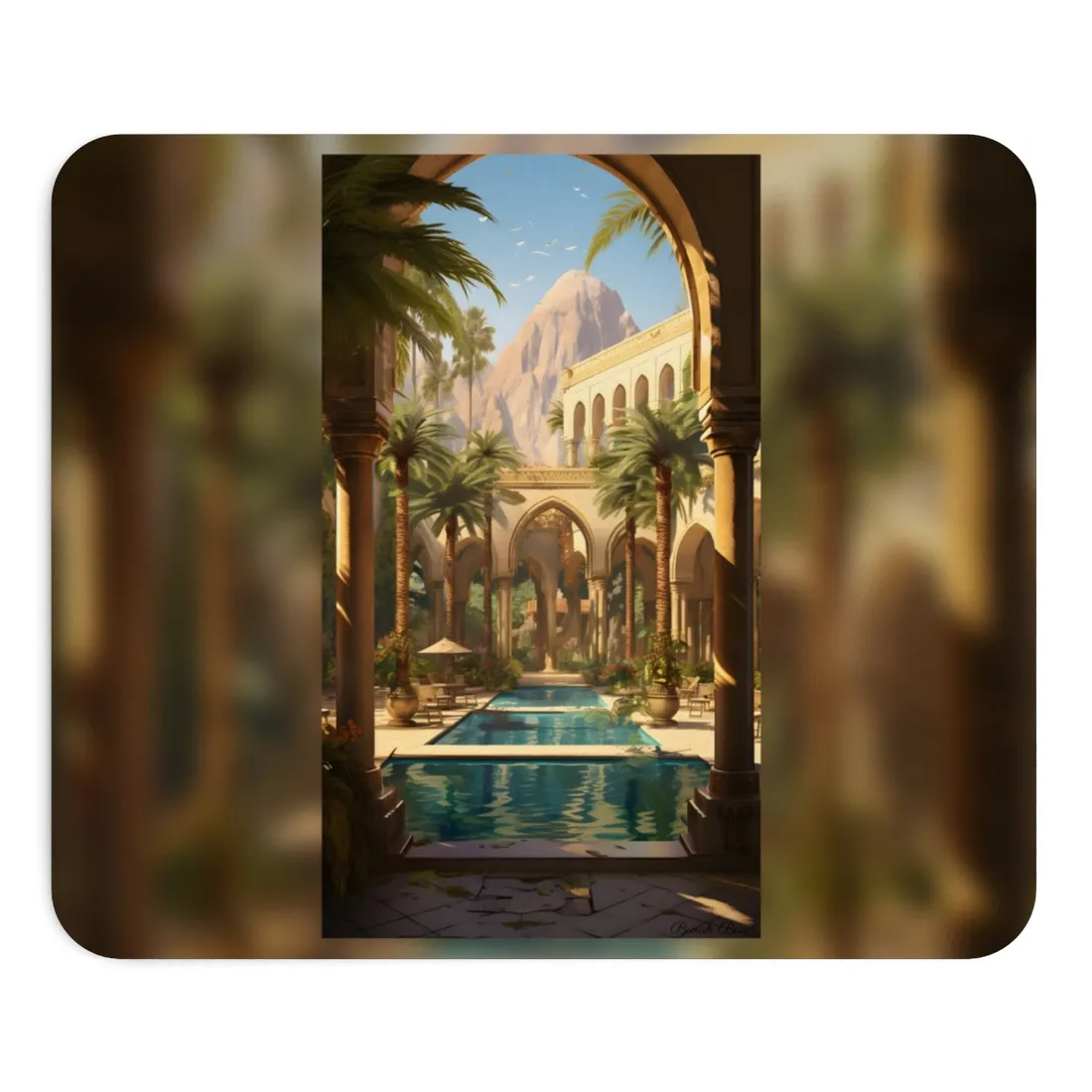 Mythical Desert Oasis: Arabian Nights-Inspired Art - Mouse Pad