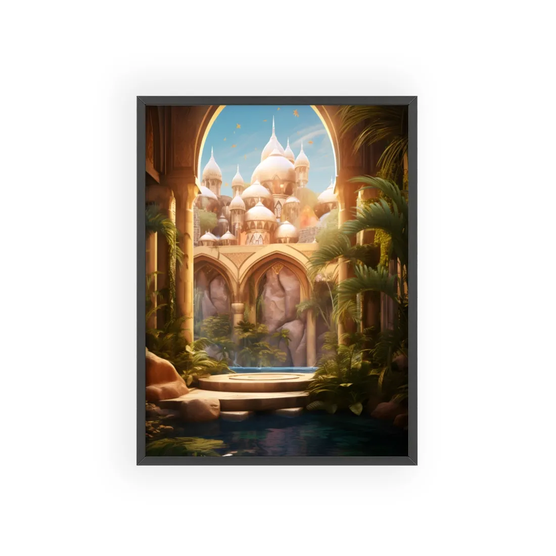 Mythical Desert Oasis: Arabian Nights Inspired - Framed Poster