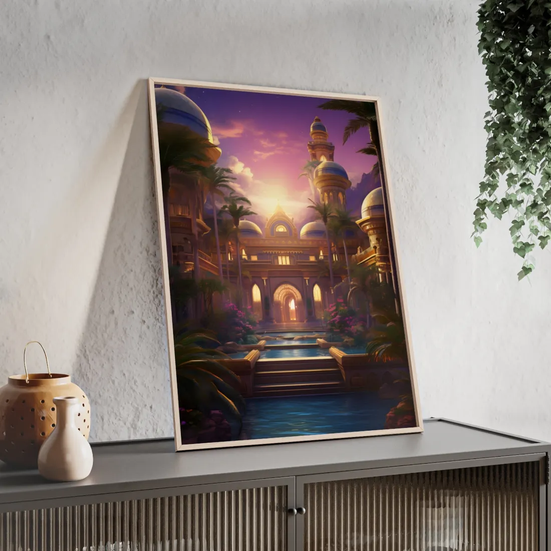 Mythical Desert Oasis: Arabian Nights-Inspired - Framed Poster