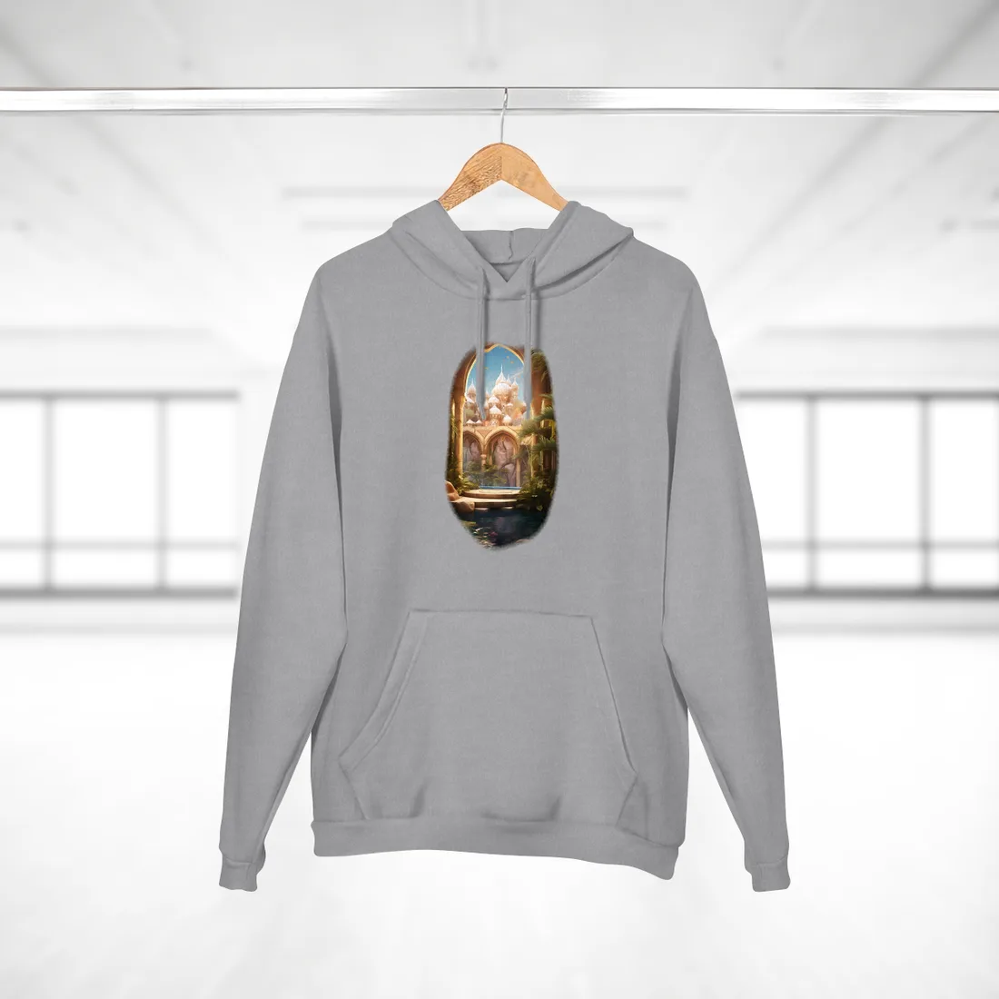 Mythical Desert Oasis: Arabian Nights Inspired Hoodie - Hoodie (Heather Grey)